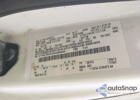 2013 Ford E-150 Commercial из США, поврежденный, VIN 1FTNE1EW1DDA90039